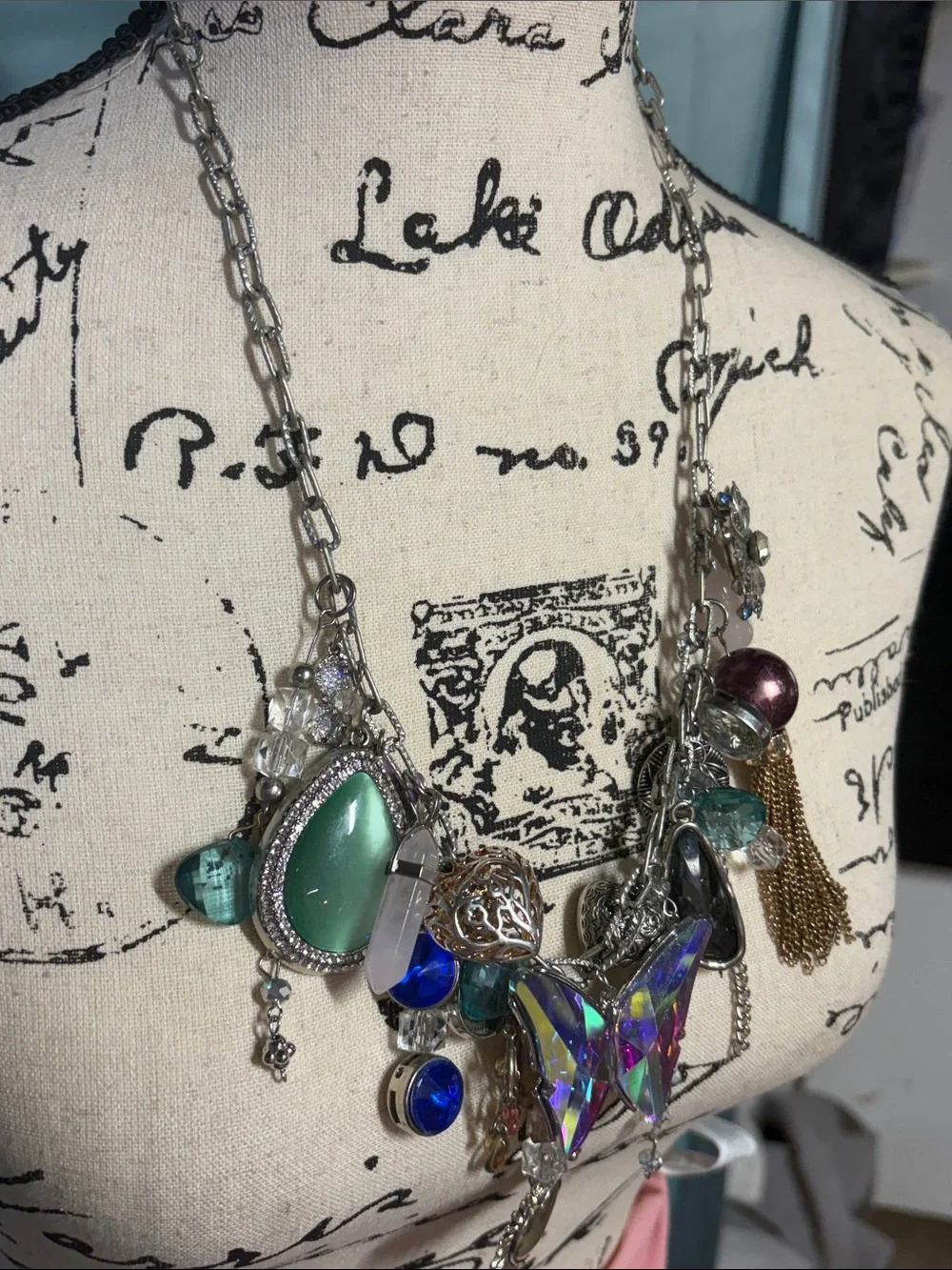 OOAK Assemblage Butterfly Trash Statement Necklace | Upcycled Vintage Charm